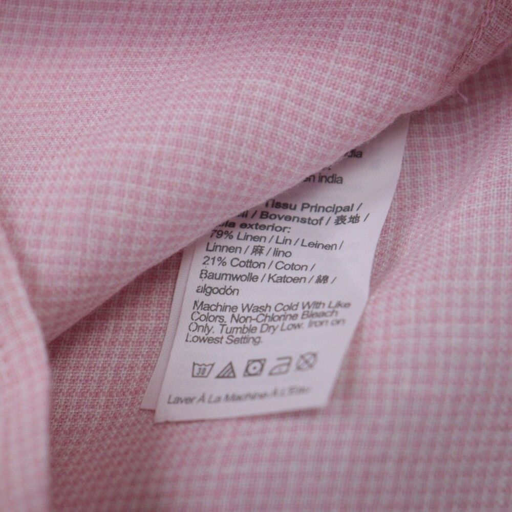 J Crew Shirt Men's Large Pink Gingham Linen Blend Long Sleeve Button-Down Preppy - Picture 5 of 7